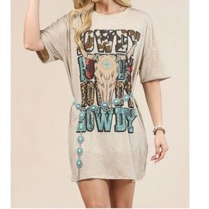Howdy Graphic Relaxed Tee Shirt Dress‎ Sz L